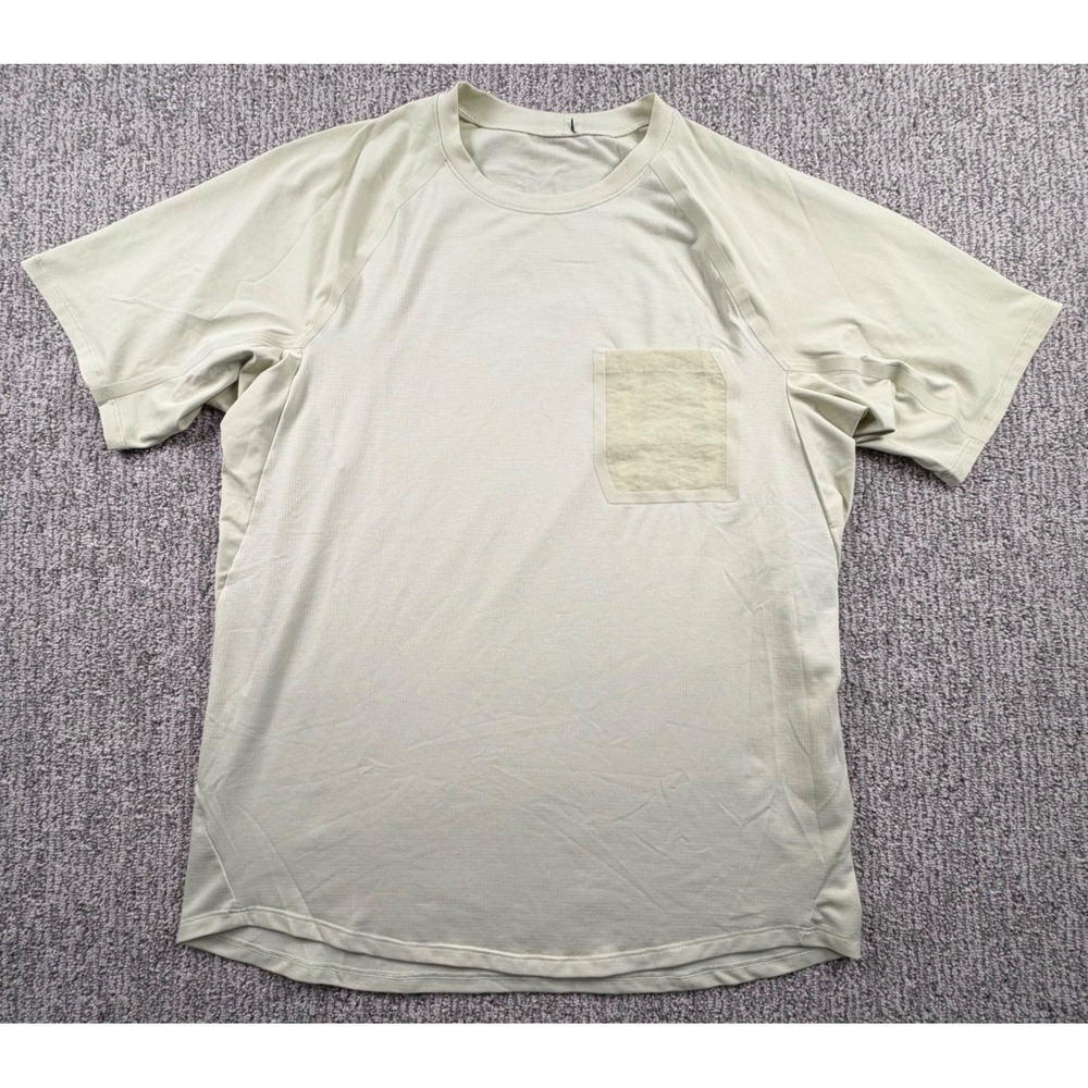 Lululemon Mile‎ Maker Mens Light Green SS Mesh Pocket Active T-Shirt Performance